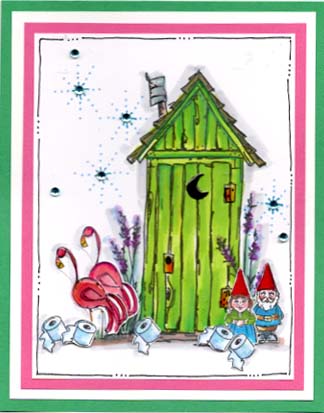 Flamingo Outhouse Card